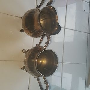 Sliver sugar bowl and creamer